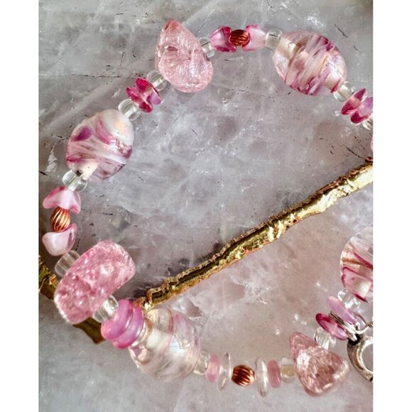 New Handmade Pink Beaded Breast Cancer Awareness Bracelet w/ Hope Charm - 7.5” - Picture 5 of 8